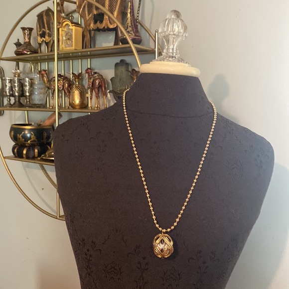 CHRISTIAN DIOR Necklace CD Logo Double Pendant Sphere Gold Chain - Picture 14 of 17